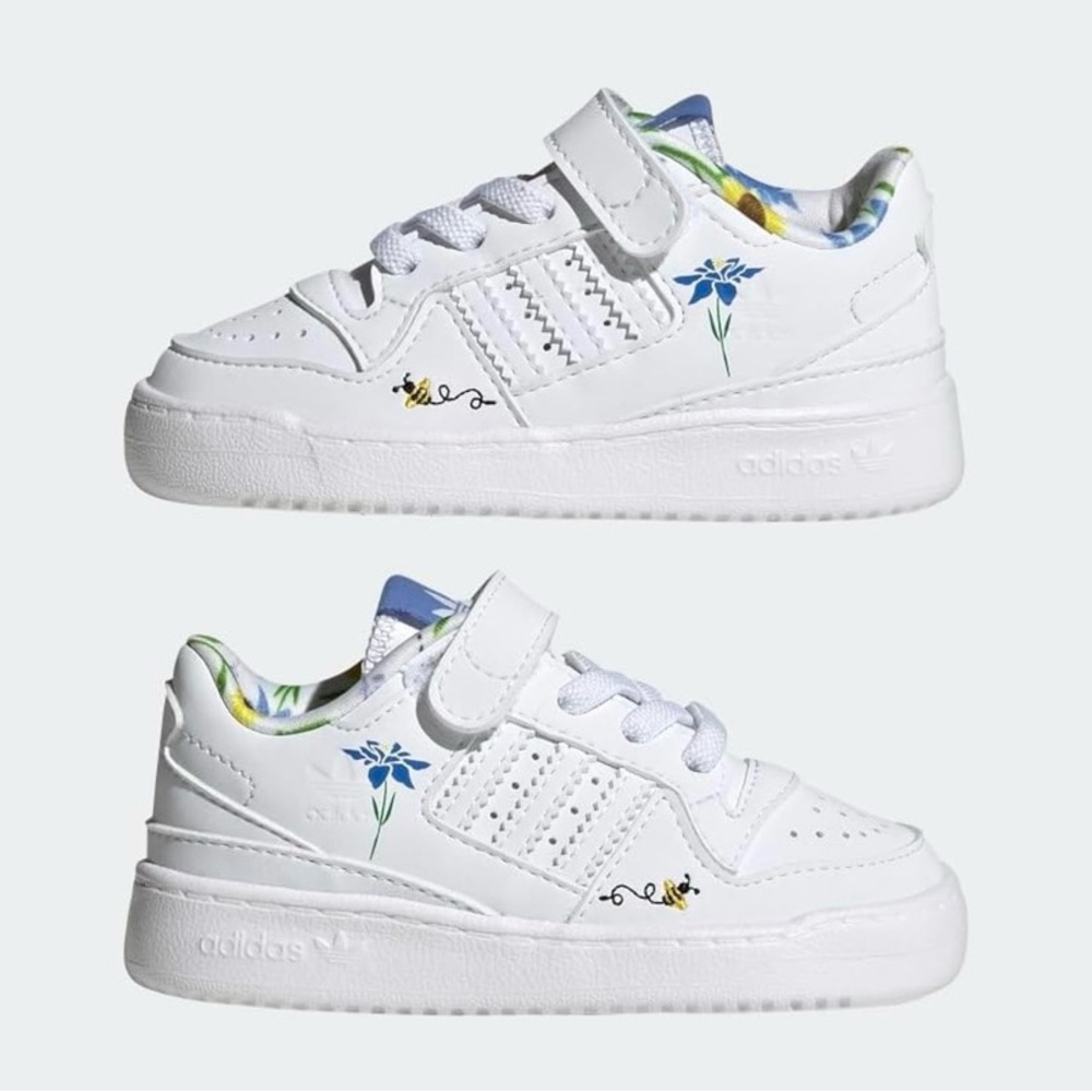 Adidas Forum Low Save The Bees White Toddler Sneakers with Floral Design